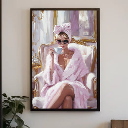 Elegant Morning Ritual Poster Glamorous Pink Wall Art