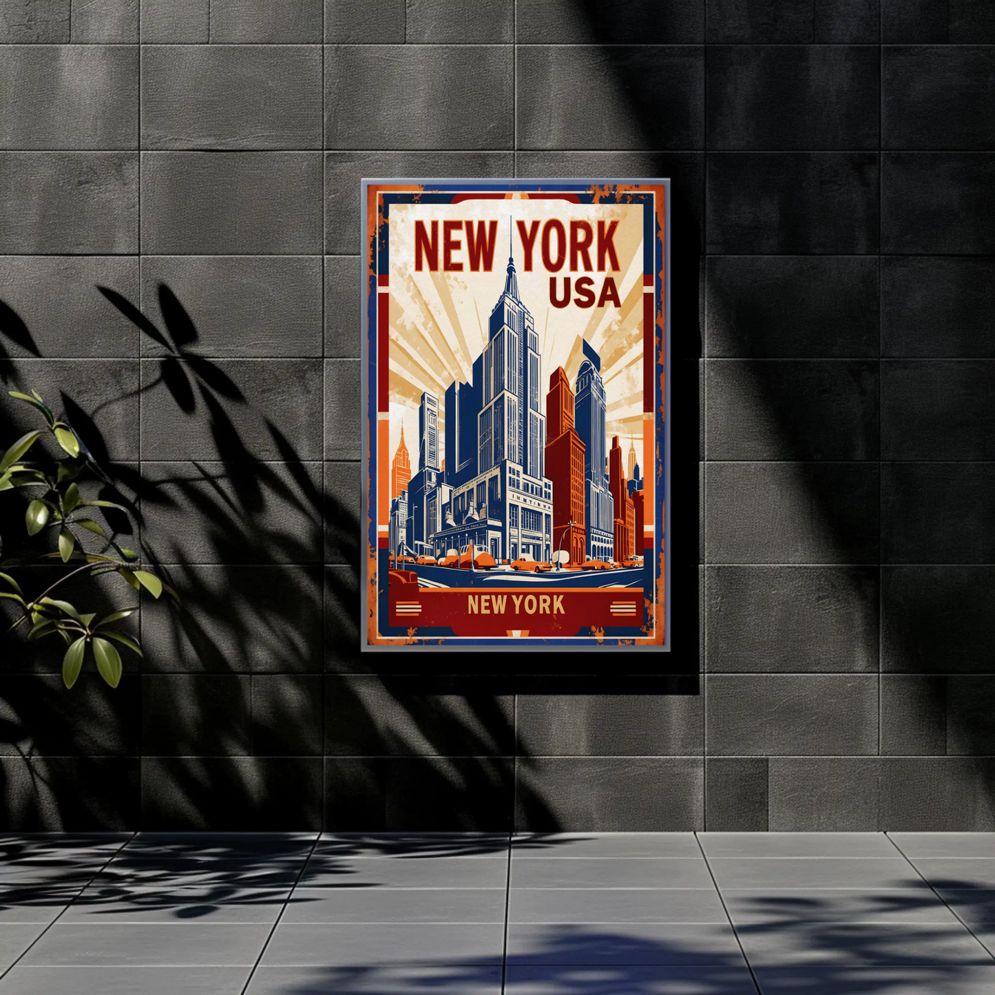 New York USA Empire State Building Vintage Travel Poster