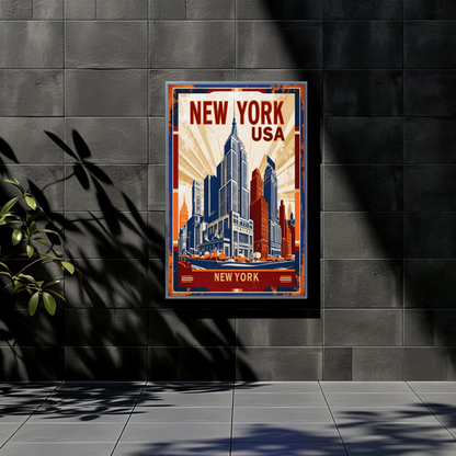 New York USA Empire State Building Vintage Travel Poster