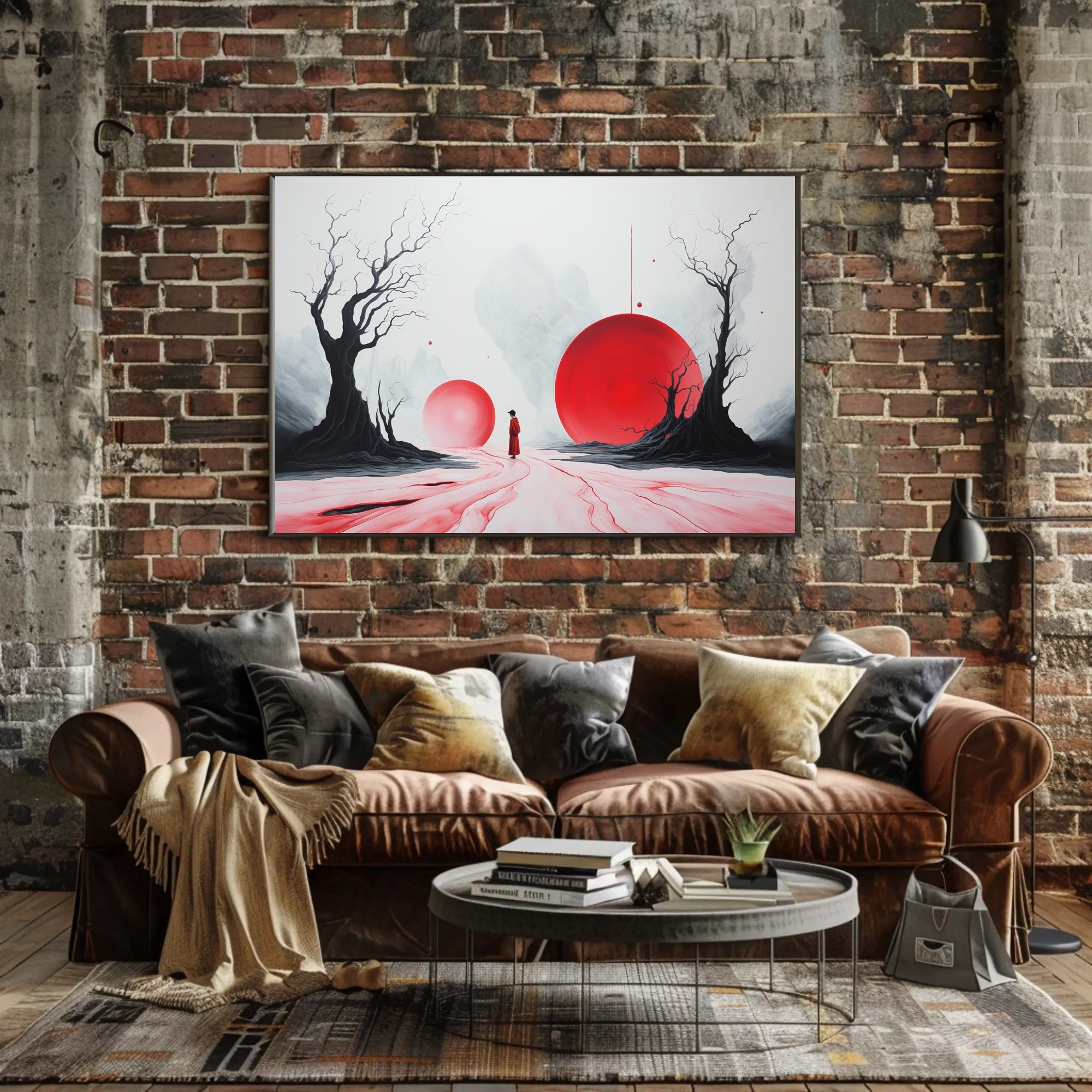 Surreal Red Spheres Abstract or Artistic Poster