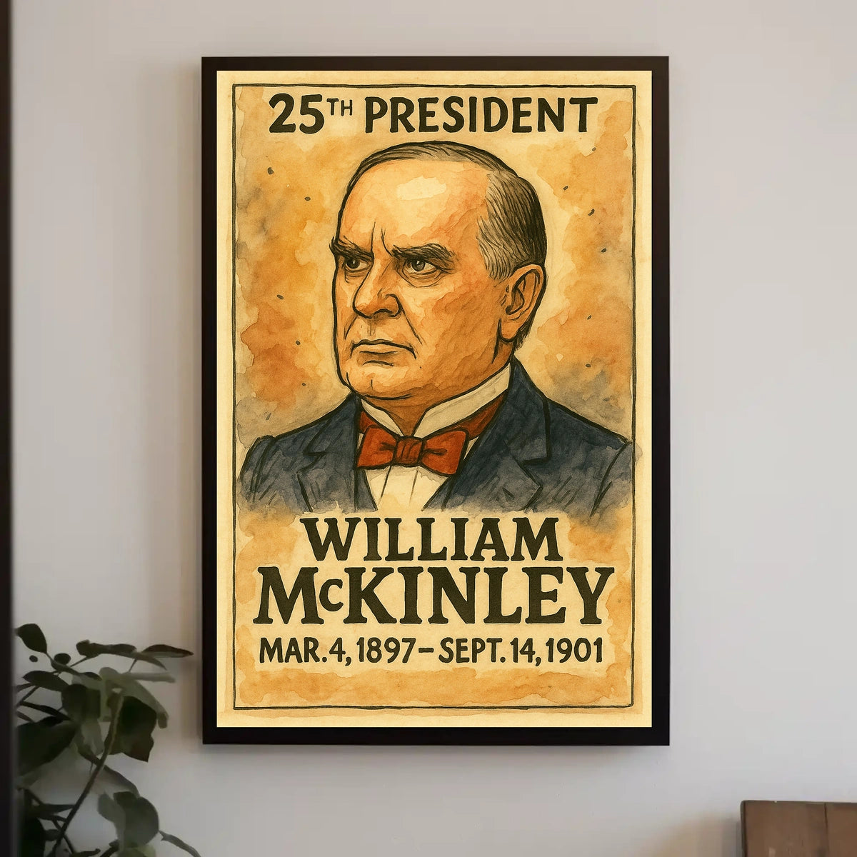 William McKinley 25th President of the United States Exaggerated Cartoon Sketch Poster
