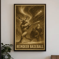 REINDEER BASEBALL: Whimsical Fantasy or Mythology Poster