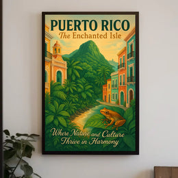 Puerto Rico Vintage Travel Poster: The Enchanted Isle