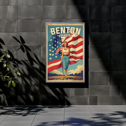 Benton Arkansas Pinup Patriot Vintage Travel Poster