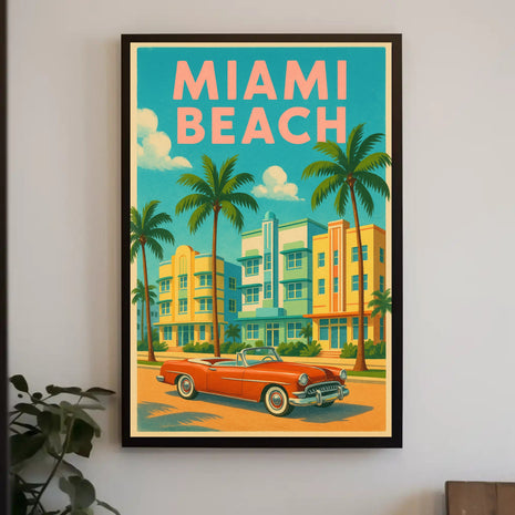 Miami Beach Art Deco Travel Poster