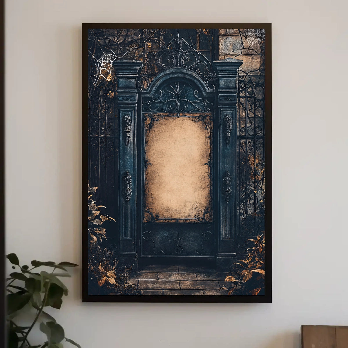 Gothic Mysterious Art Print with Ornate Ironwork Poster