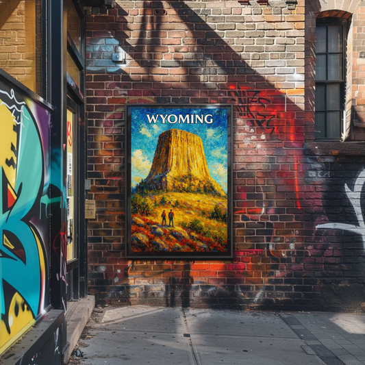 Wyoming Devils Tower Hiking Landscape Scenic Travel Poster