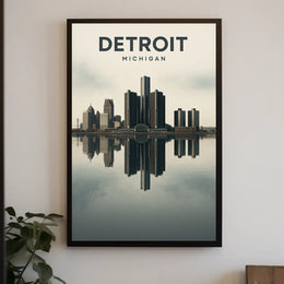Detroit Skyline Reflection Poster
