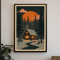 Cozy Cabin in Winter Wonderland Poster