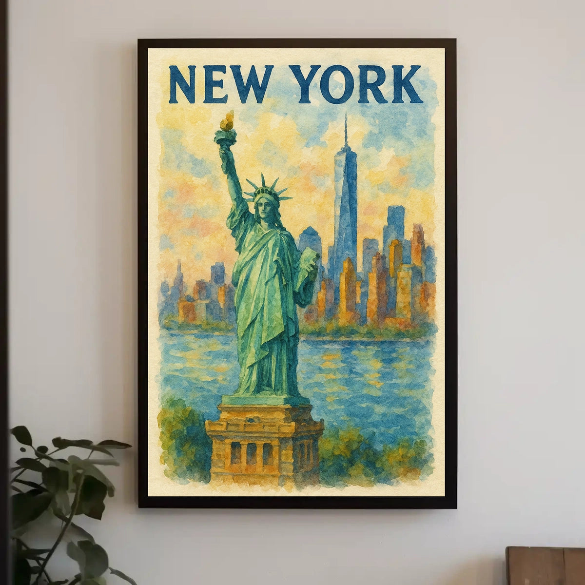 New York Skyline And Statue Of Liberty Poster