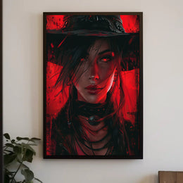 Mystical Hooded Figure in Enchanted Library Poster PosterGoat