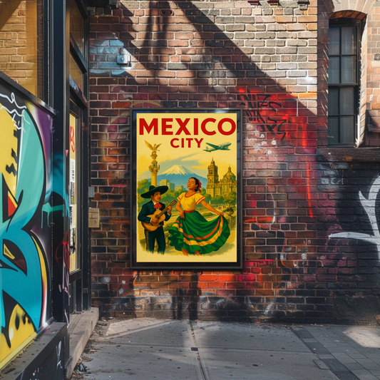 Mexico City Mariachi Dancers Volcano Cathedral Poster