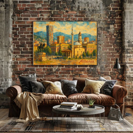 Tirana Cityscape Albania Timeless Travel Realism Heritage Skyline Wanderer Poster