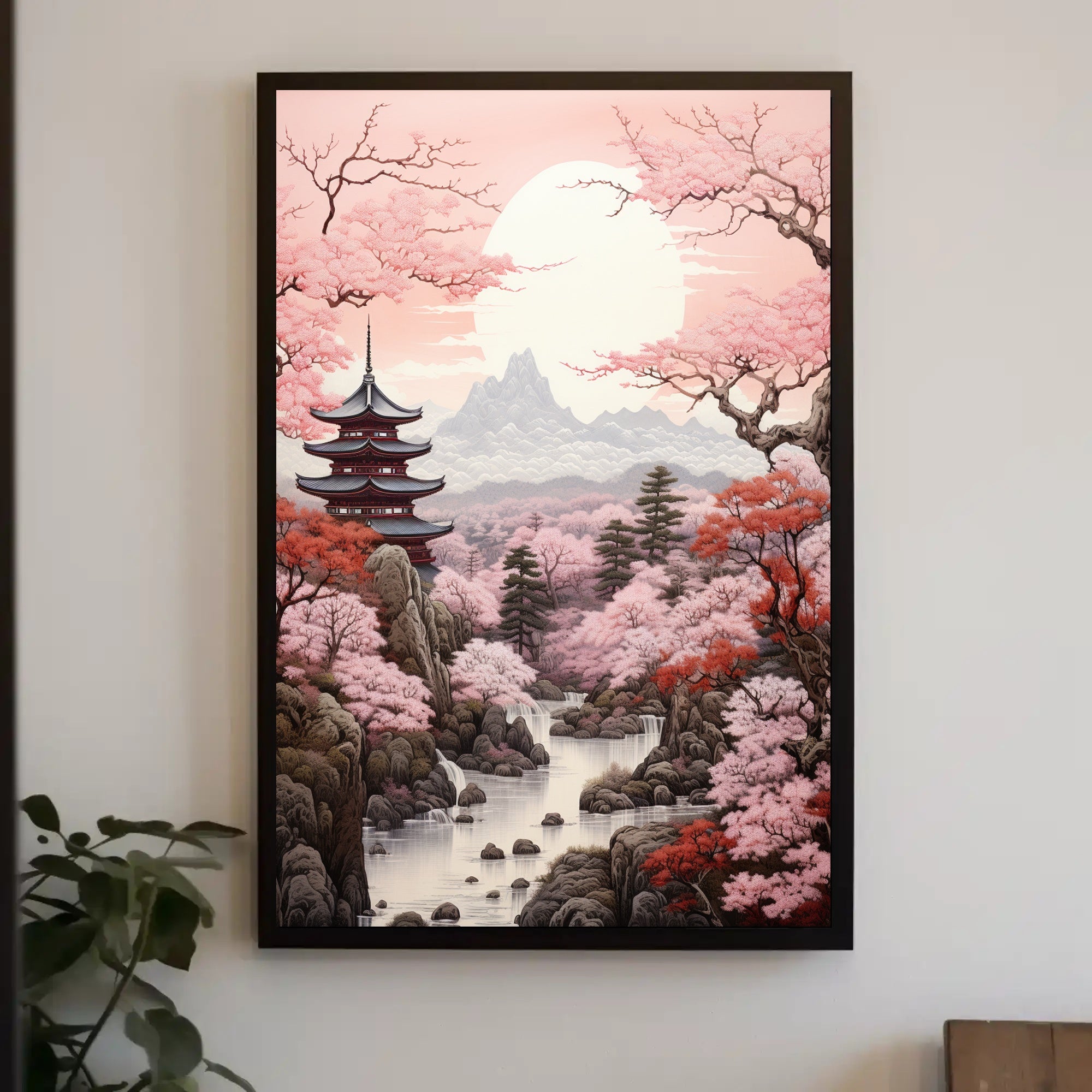 Tranquil Cherry Blossom Landscape Poster