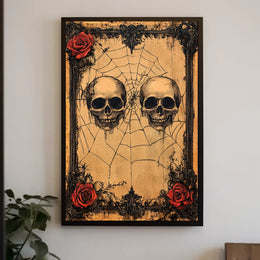 Gothic Skulls And Roses Poster