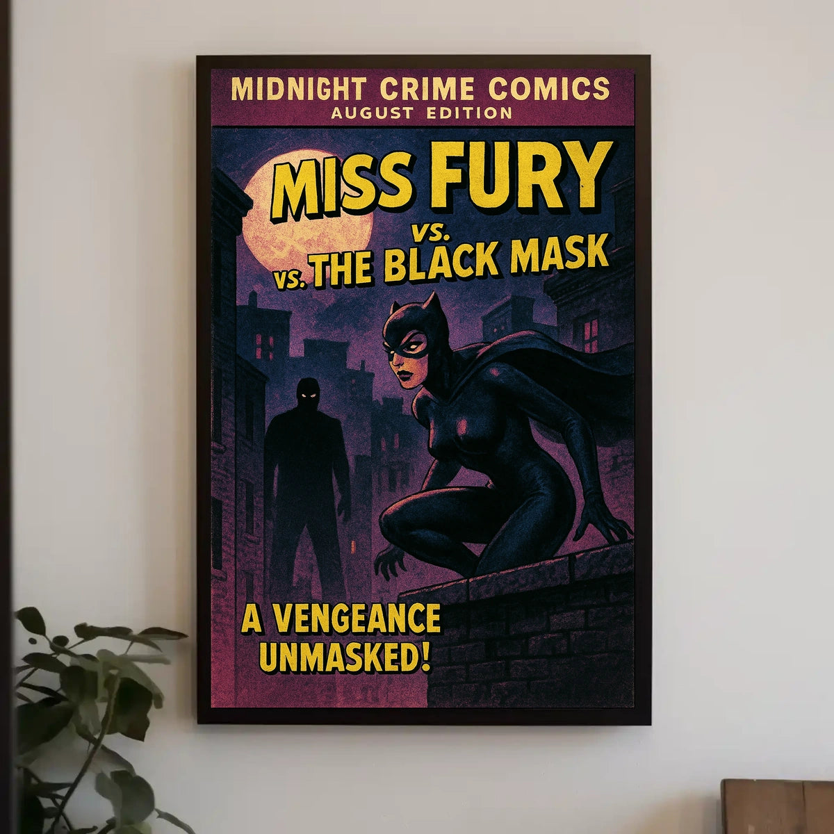 Miss Fury Vintage Comic Nighttime Adventure Pop Culture Poster