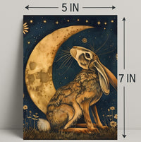 Moonlit Hare Fantasy: Whimsical Animal Nighttime Poster