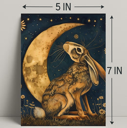 Moonlit Hare Fantasy: Whimsical Animal Nighttime Poster