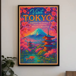 Visit Tokyo Cherry Blossoms Mount Fuji Poster