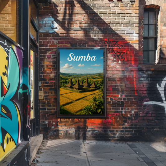 Sumba Indonesia Traditional Village Landscape Nature Poster