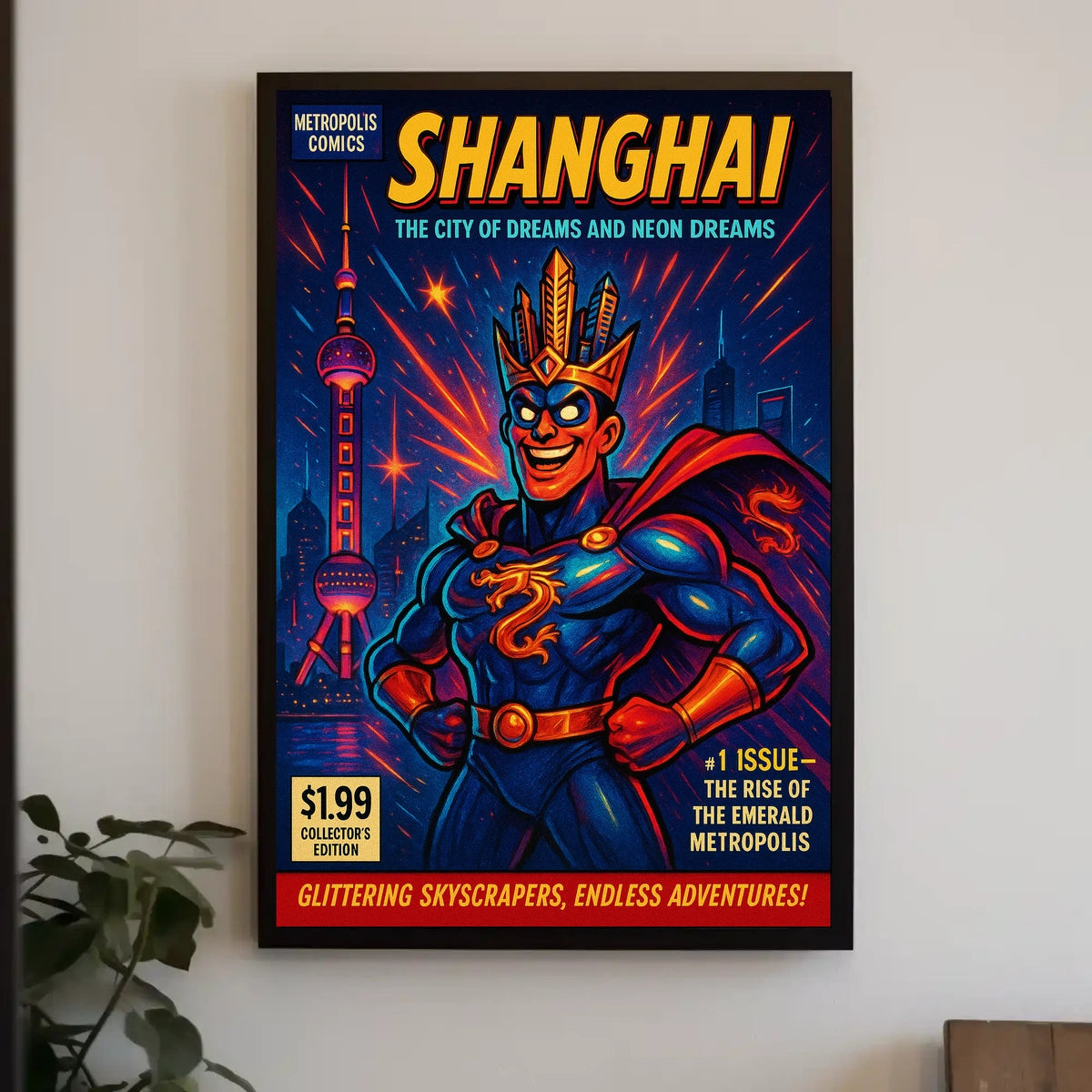 Shanghai The City of Dreams and Neon Dreams Poster