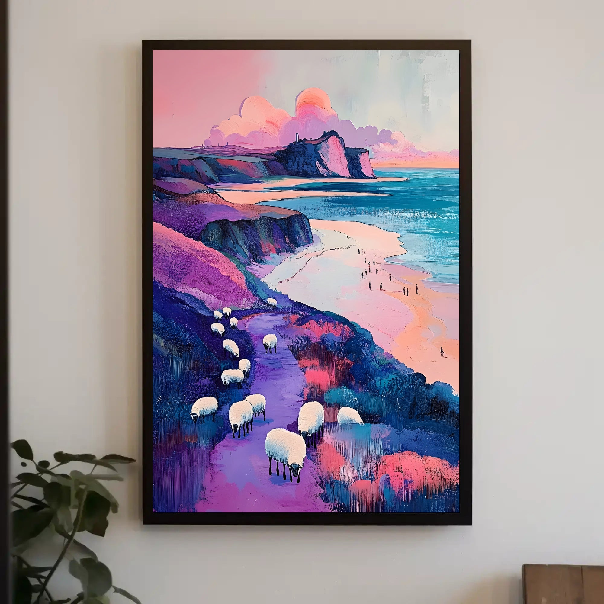 Pastel Coastline Poster Minimalist Coastal Wall Art