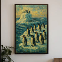 Penguins on Ice: Serene Antarctic Animal Poster