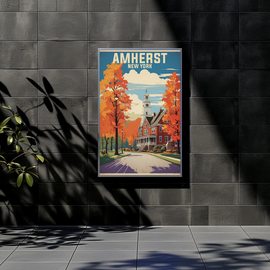Amherst New York Autumn Colors Vintage Travel Poster