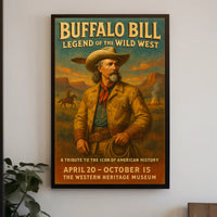 Buffalo Bill Tribute Western Poster Vintage Wall Art