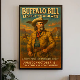 Buffalo Bill Tribute Western Poster Vintage Wall Art