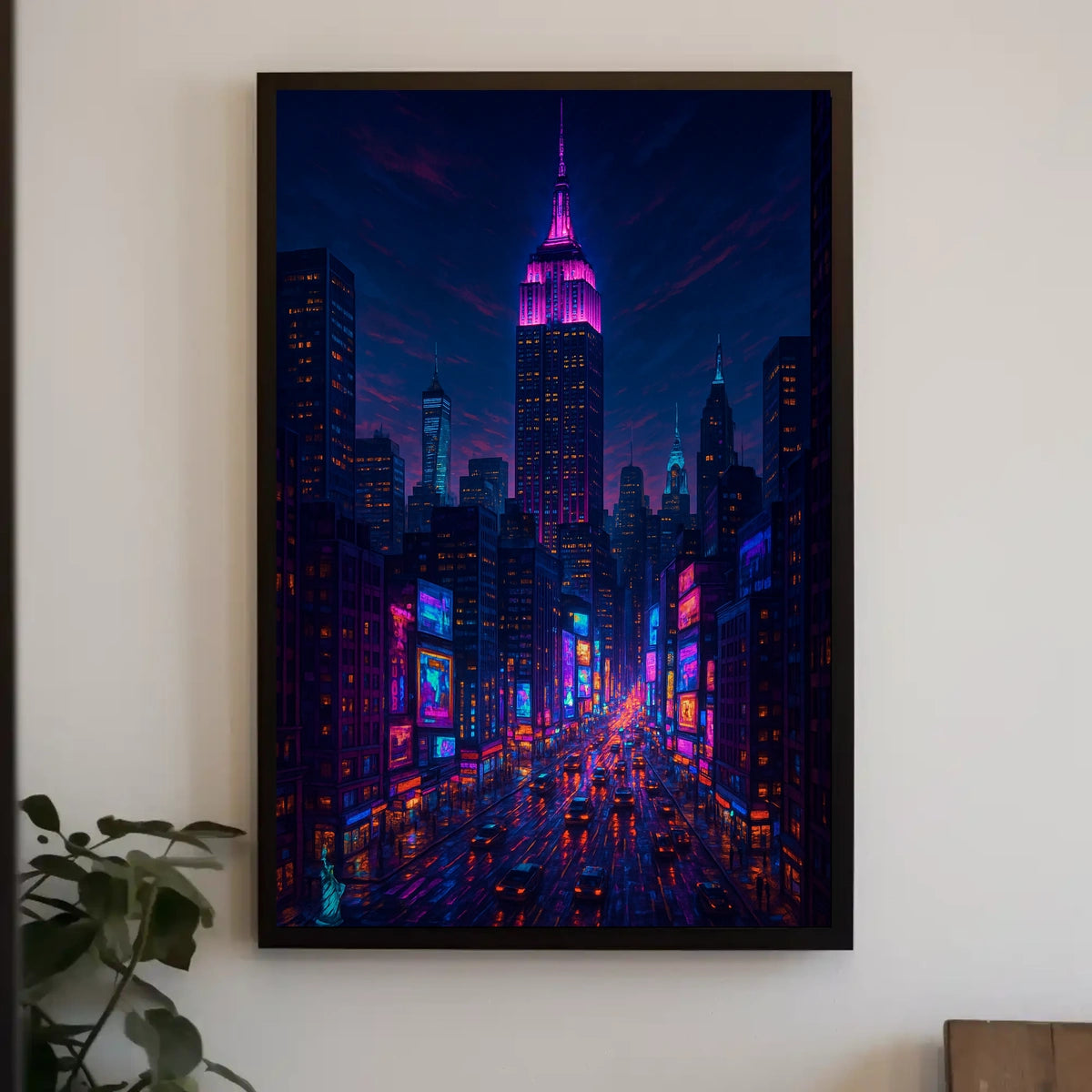 New York City Poster Modern Neon Nightlife Wall Art