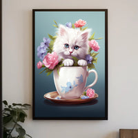 Kitten In A Teacup Poster PosterGoat