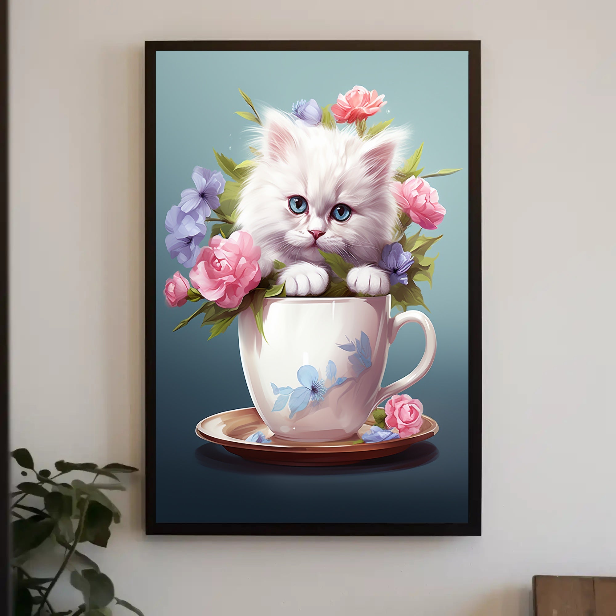 Kitten In A Teacup Poster PosterGoat
