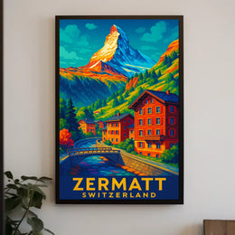 Zermatt Switzerland Scenic Alpine Majesty Wanderlust Lovers Travel Wall Art Poster