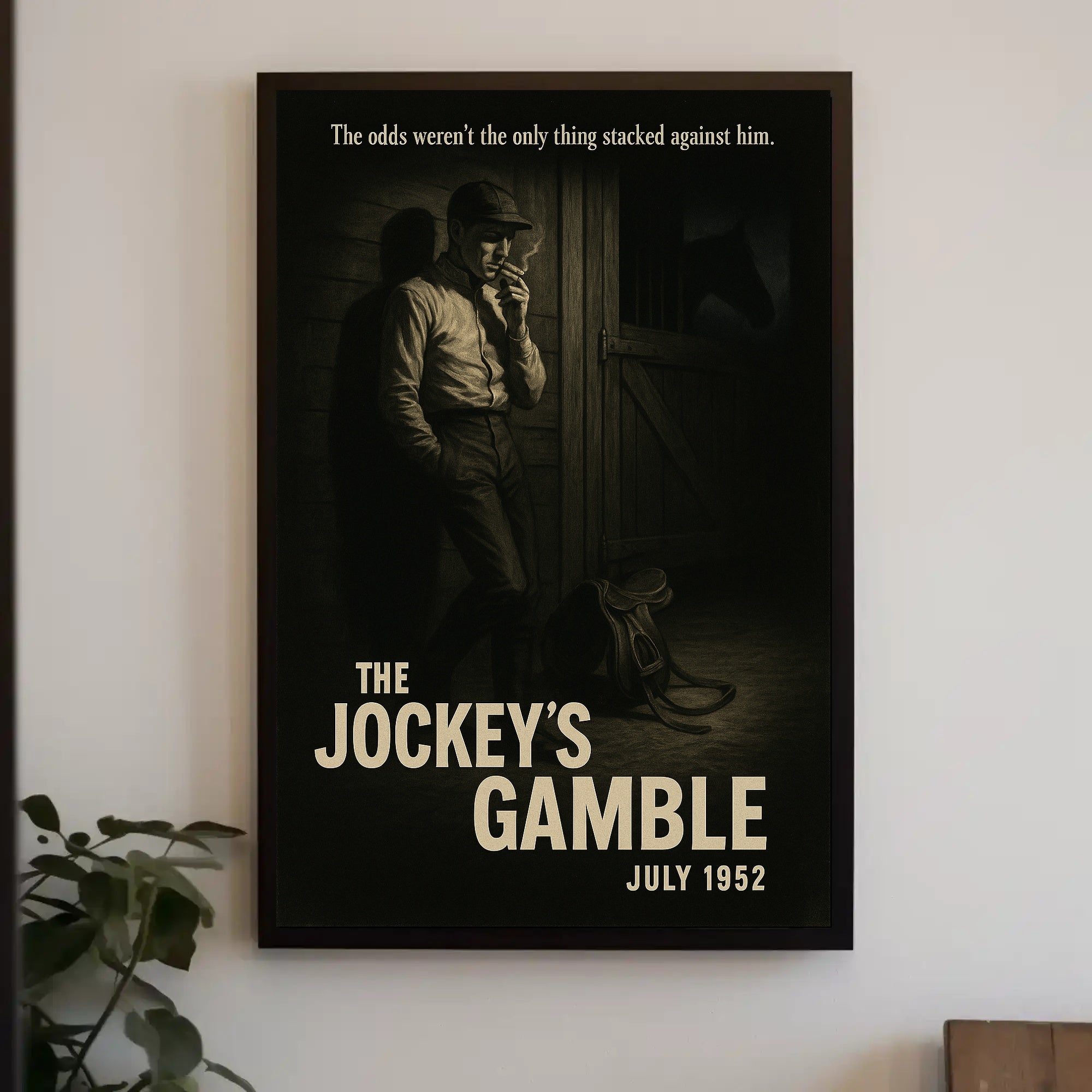 The Jockey's Gamble Noir Vintage Sports Poster