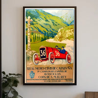 Vintage Spanish Auto Cycling Championship Art Print Decor