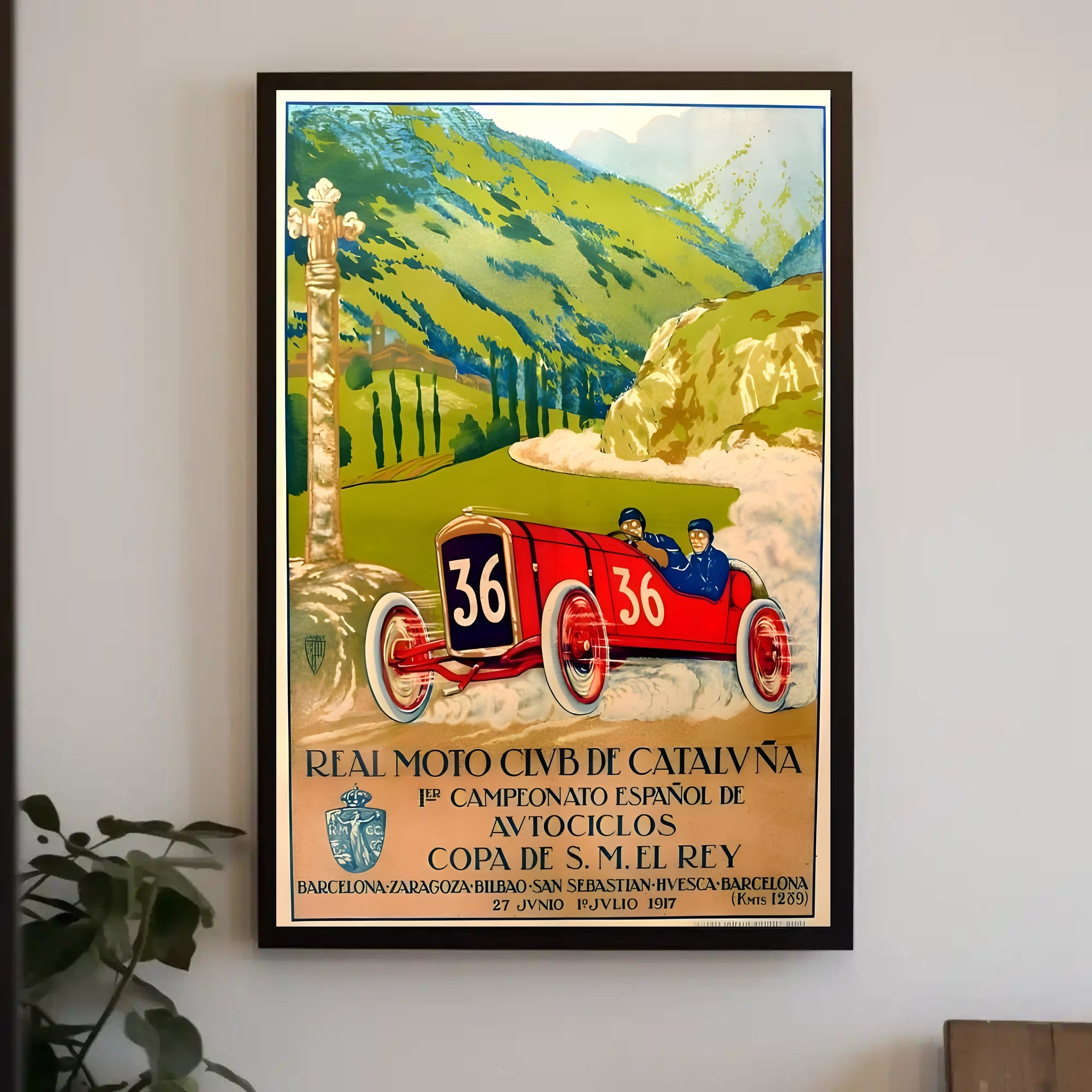 Vintage Spanish Auto Cycling Championship Art Print Decor