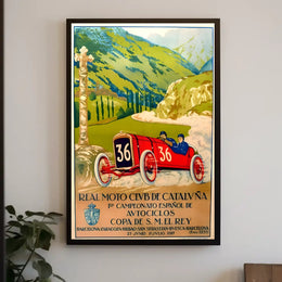 Vintage Spanish Auto Cycling Championship Art Print Decor