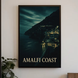 Amalfi Coast At Night Poster Wall Art For Coastal Decor