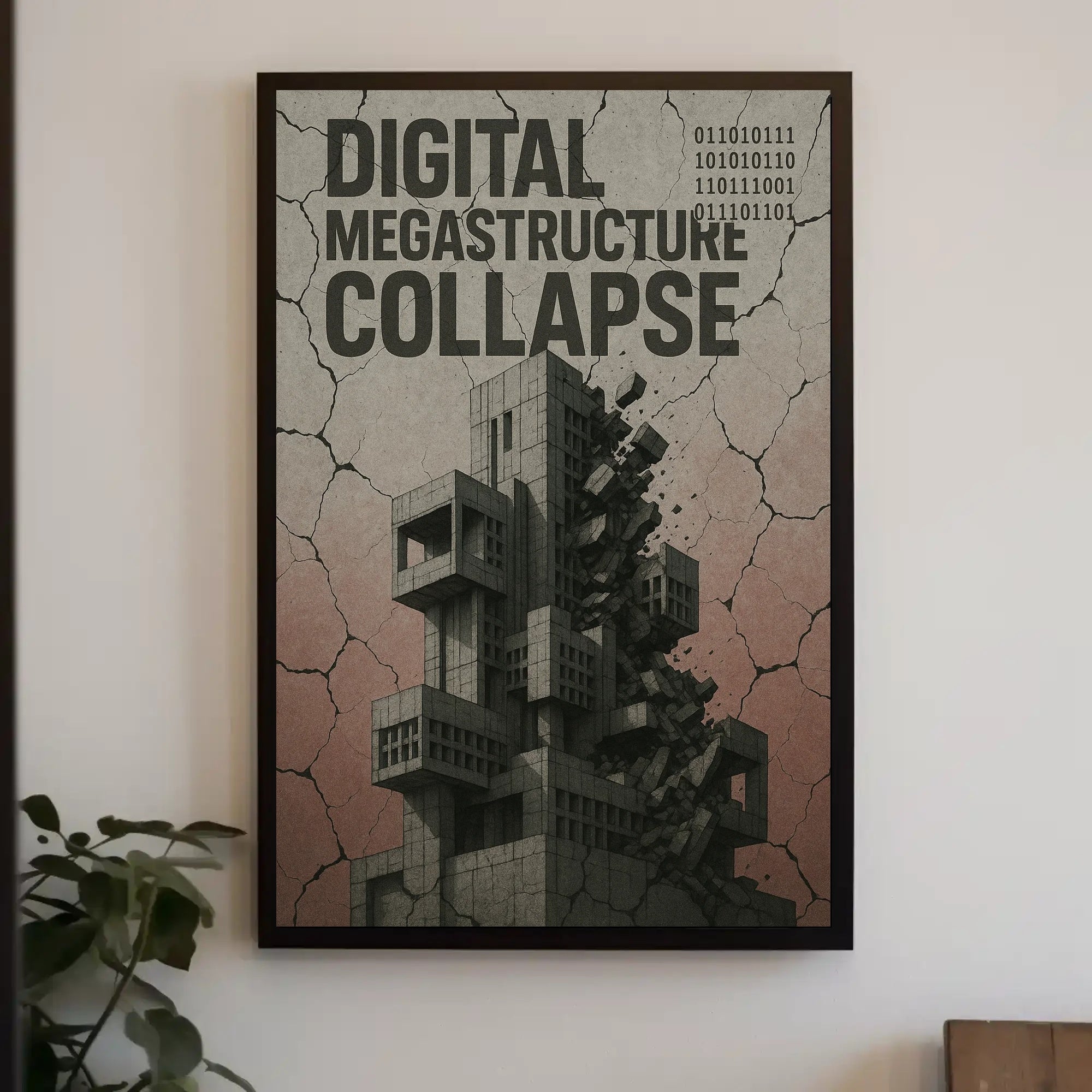 Digital Megastructure Collapse Futuristic Sci-Fi Poster