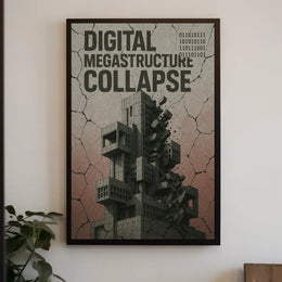 Digital Megastructure Collapse Futuristic Sci-Fi Poster