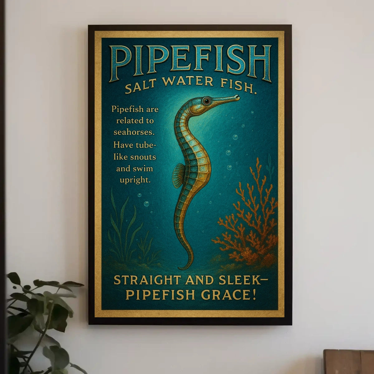 Pipefish Illustration: Vintage Marine Life Educational Poster