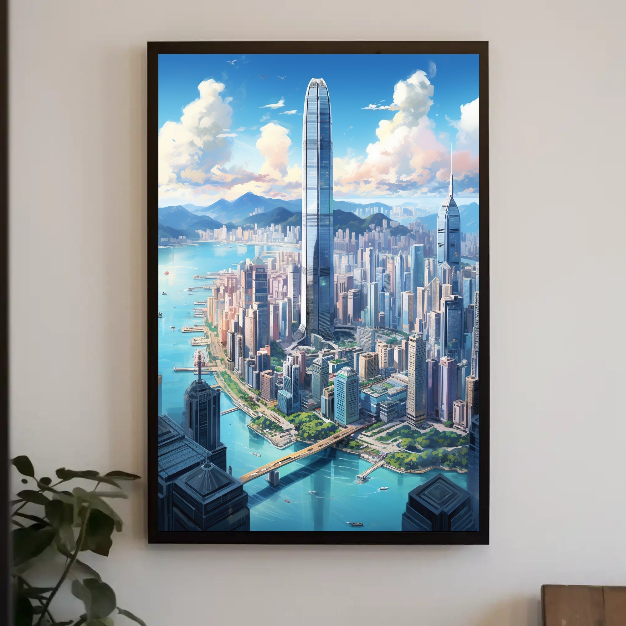 Stunning Metropolis Skyline Modern Urban Travel Poster