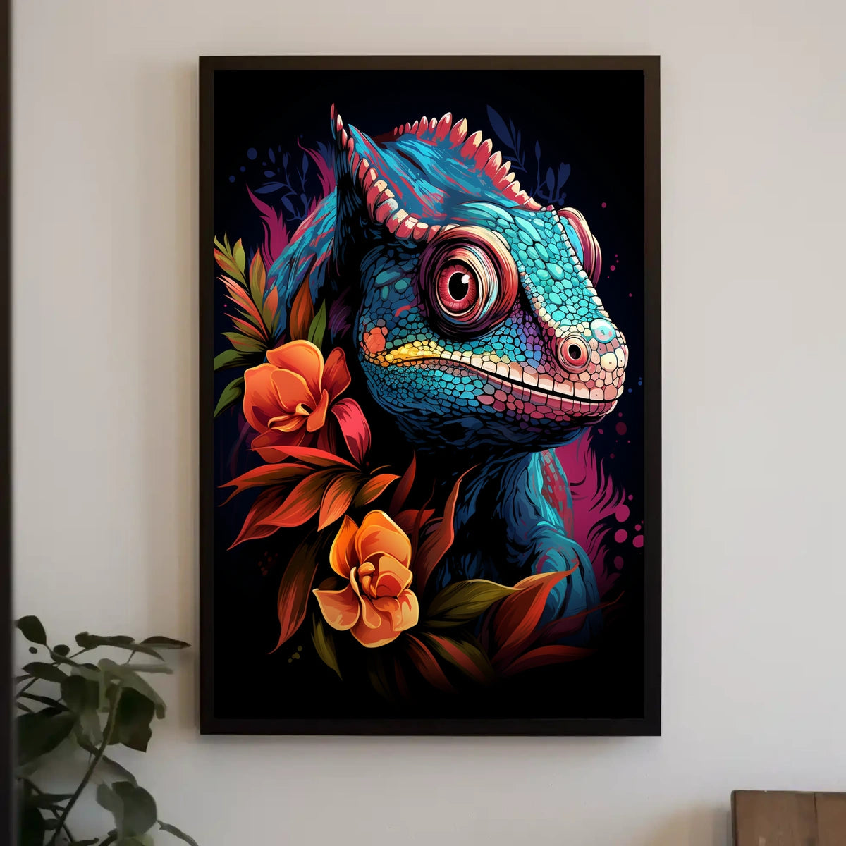 Vibrant Chameleon Art Poster