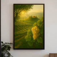Serene Vineyard Landscape with Golden Grapes: Artistic Poster