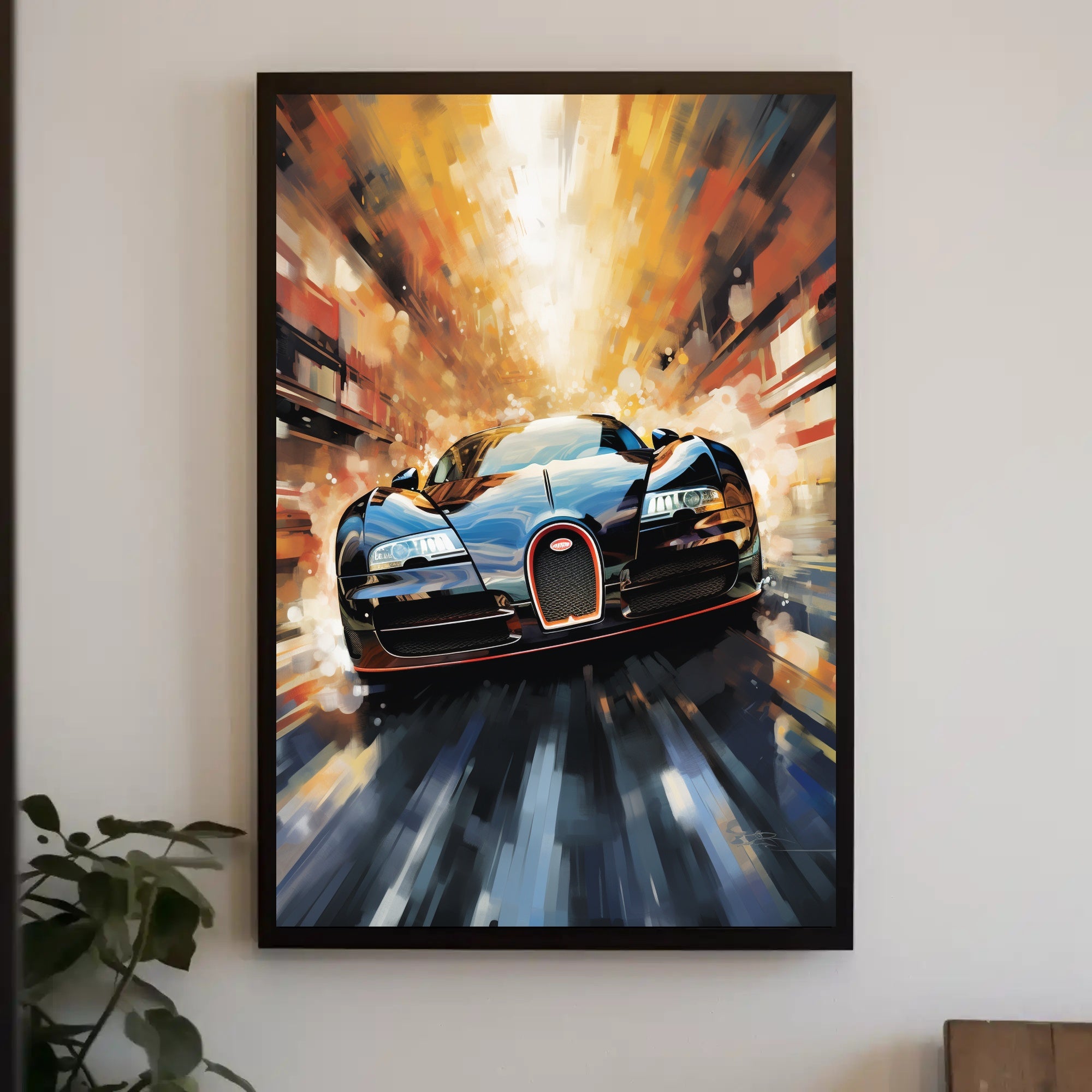 High-Speed Car in Urban Environment Futuristic Sci-Fi Poster