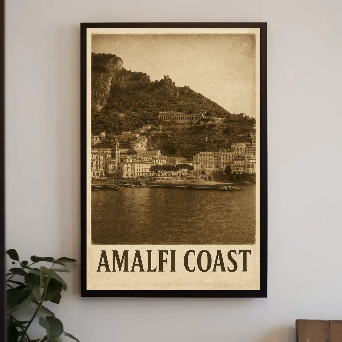 Amalfi Coast Vintage Poster Wall Art for Coastal Decor