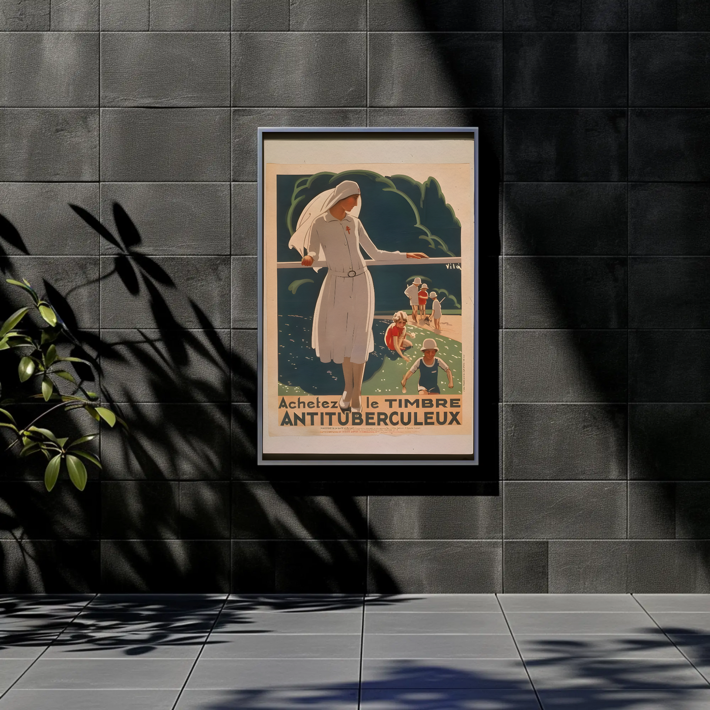 French Anti Tuberculosis Stamp Health Vintage Travel Poster