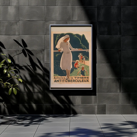 French Anti Tuberculosis Stamp Health Vintage Travel Poster