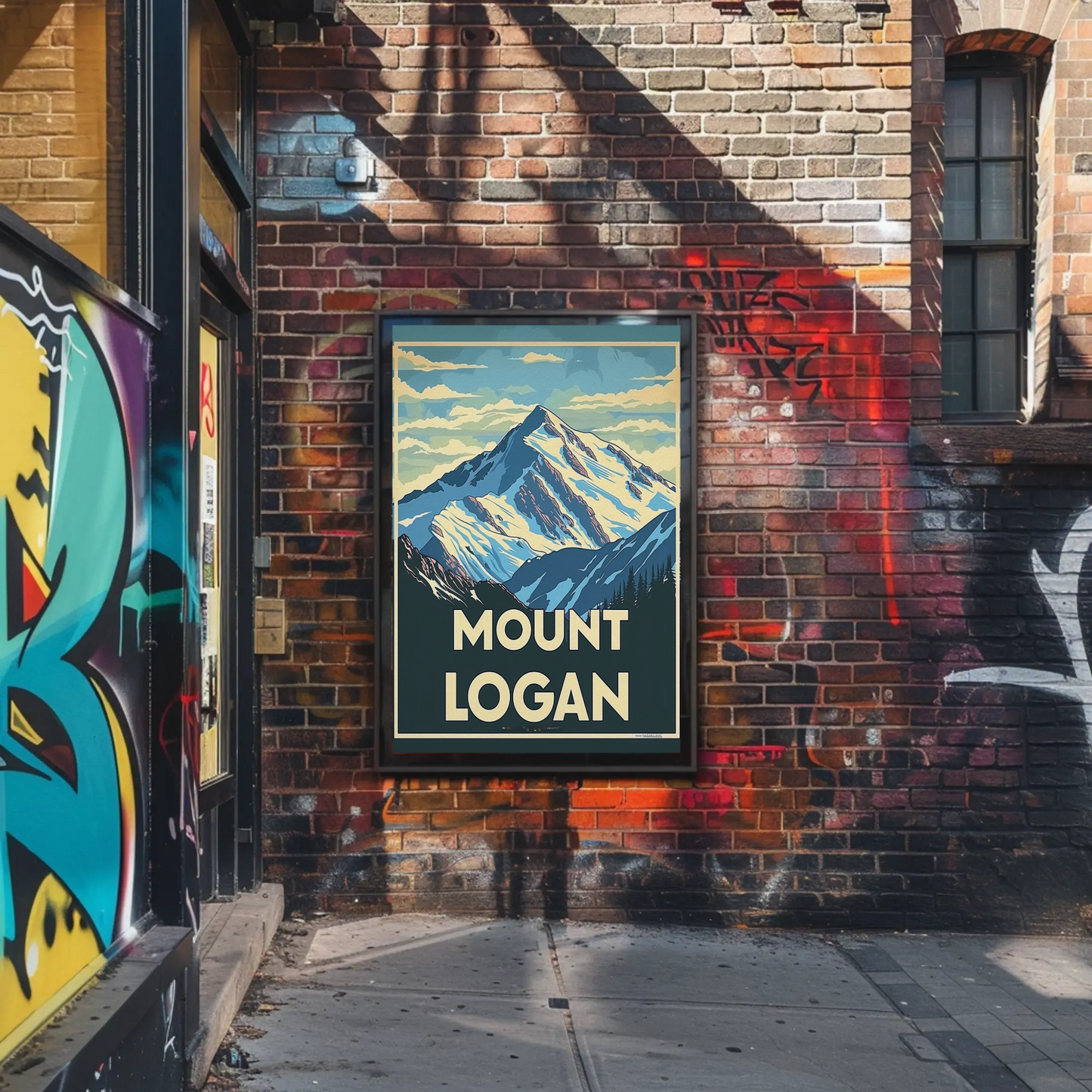 Mount Logan Snow Peak Vintage Travel Poster